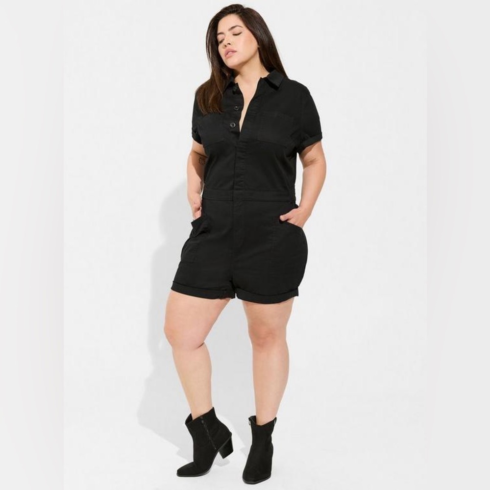 Torrid Black Utility Romper Short Sleeve Size 16 - Picture 7 of 10